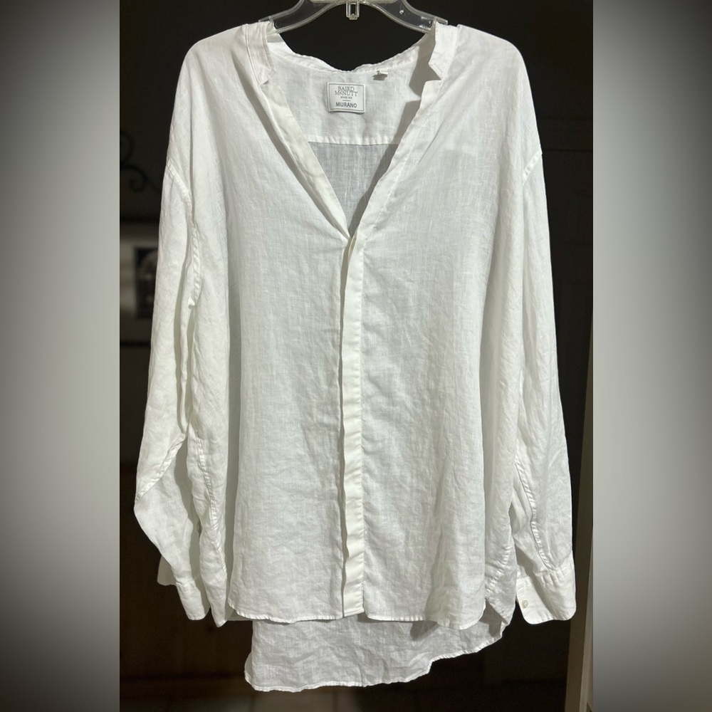 Baird Mcnutt Linen Shirt Mens Sz 3XB White Beach Coastal Lightweight Long Sleeve